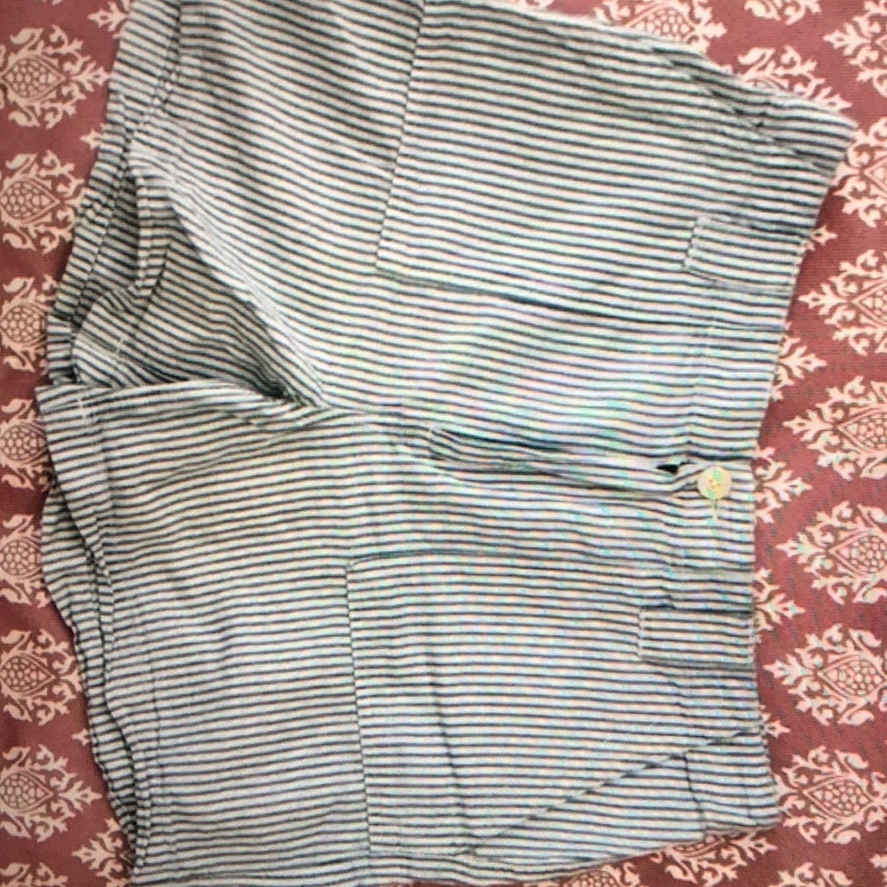 Lucky brand Blue & white pinstripes cotton linen shorts